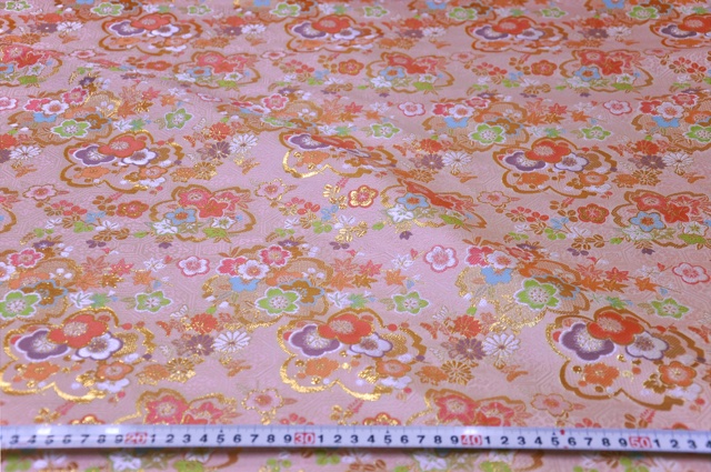 【極美品】京都老舗銘店「ゑり善」桜色（薄ピンク色）「御所解文様」金彩箔摺加工 ネットで買える織物屋さん Oriet Kyoto